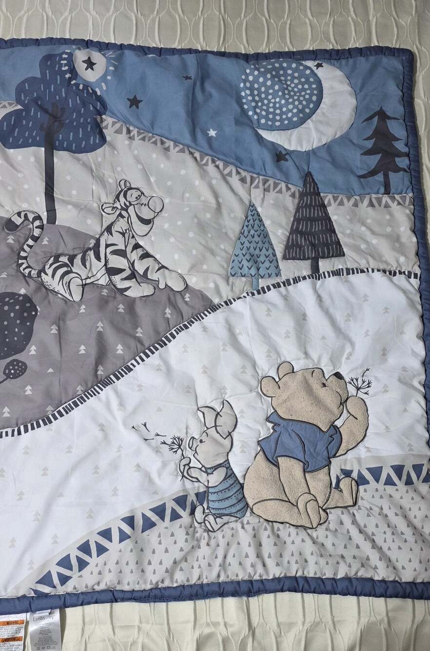 Lambs & Ivy Forever Pooh Disney Baby Blanket Comforter Quilt Tigger Piglet Blue